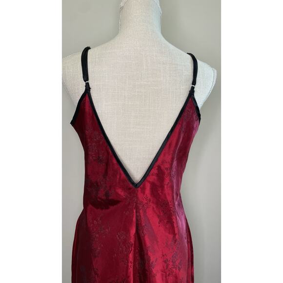 Vintage California Miss M Red Lace Slip Dress Lingerie Nightgown Nightie Gothic - Picture 6 of 15
